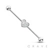 316L SURGICAL STEEL PAVED HEART CENTER INDUSTRIAL BARBELL